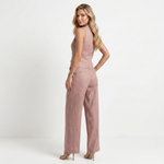 Simona sleeveless vest and wide-leg trousers set, dusty rose, side view