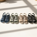 Kassandra orthopedic comfort sandals in multiple colors: blue, green, beige, and black