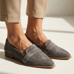 Atena orthopedic loafers in dark gray suede with slip-on moccasin front