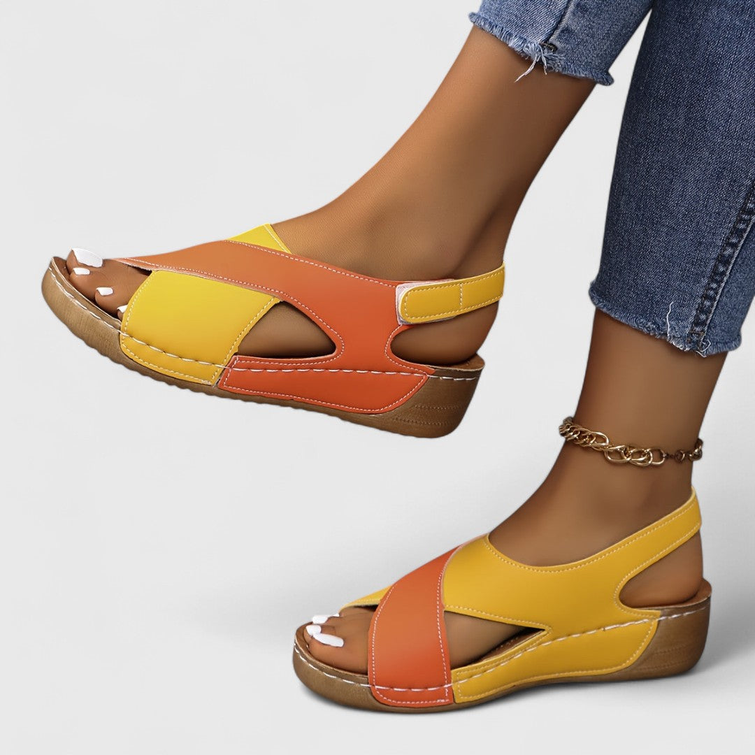 Antonia breathable orthopedic hiking sandals for women, orange and yellow, open toe