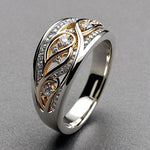 Two-tone cable-style ring with clear stones