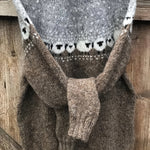 Grey Fair Isle sweater with reindeer pattern and crew neck