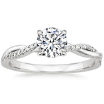 Juana silver ring with round clear center stone and pavé band