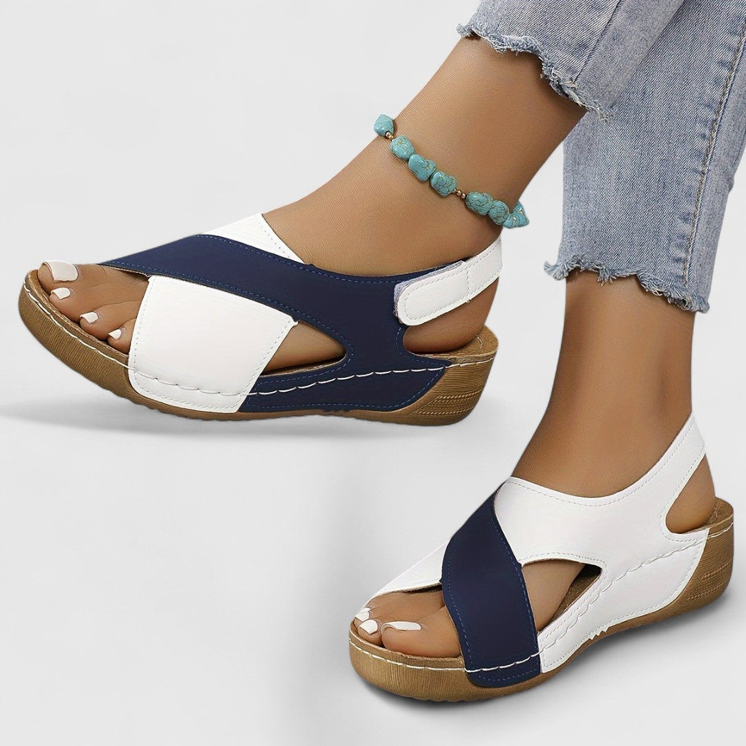 Antonia breathable orthopedic hiking sandals for women, navy and white, open toe