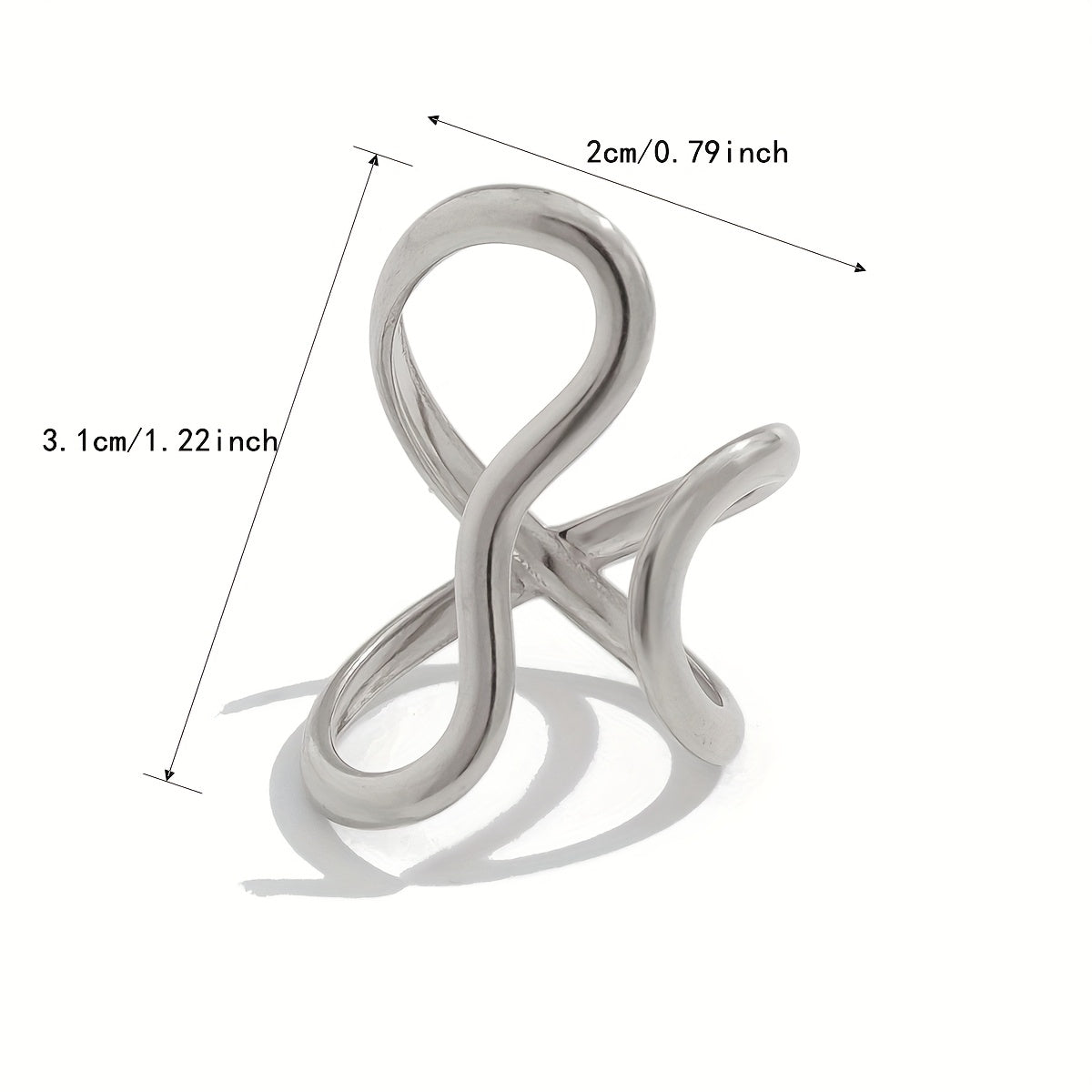 Silver-tone asymmetric wave ring, approx. 2 cm x 3.1 cm