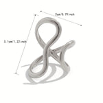 Silver-tone asymmetric wave ring, approx. 2 cm x 3.1 cm