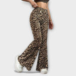 Leopard print high-rise flared pants, patterned bell bottoms