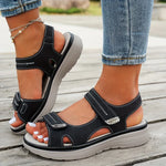 Orthopedic anti-slip sandals in black with ankle strap and buckle, cushioned sole