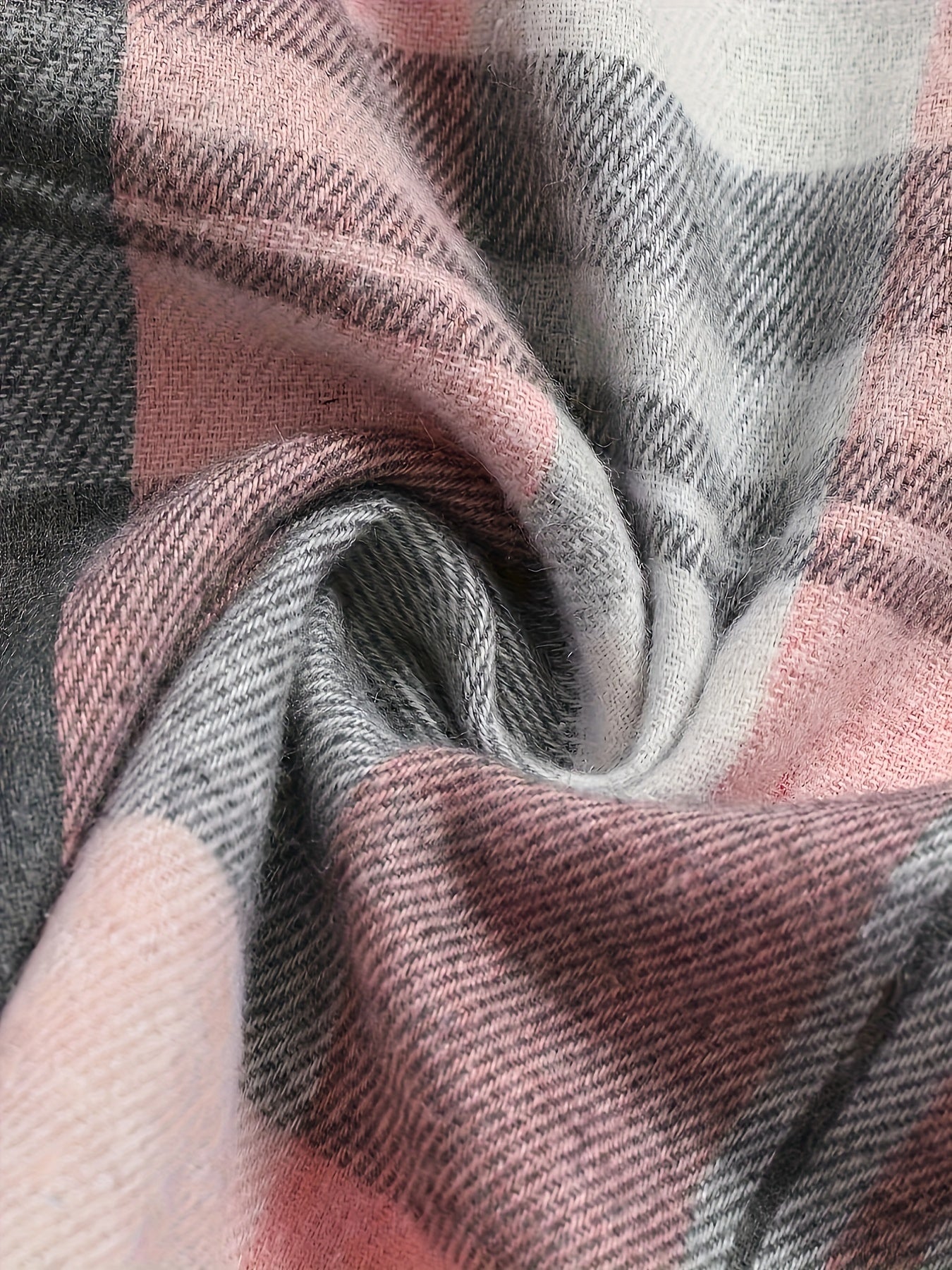 Carpați long-sleeve shirt in pink, gray, and white plaid fabric