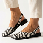Emanuela square-toe moccasin loafers with zebra-print uppers and black sole