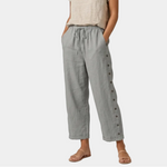 Dorin straight-leg trousers with drawstring elastic waist and side button detail, gray
