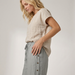Dorin straight-leg trousers with drawstring waist and row of side buttons, gray