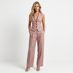 Simona sleeveless vest and wide-leg trousers set, dusty rose