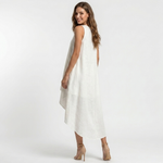 Júlia sleeveless white dress with asymmetric hem