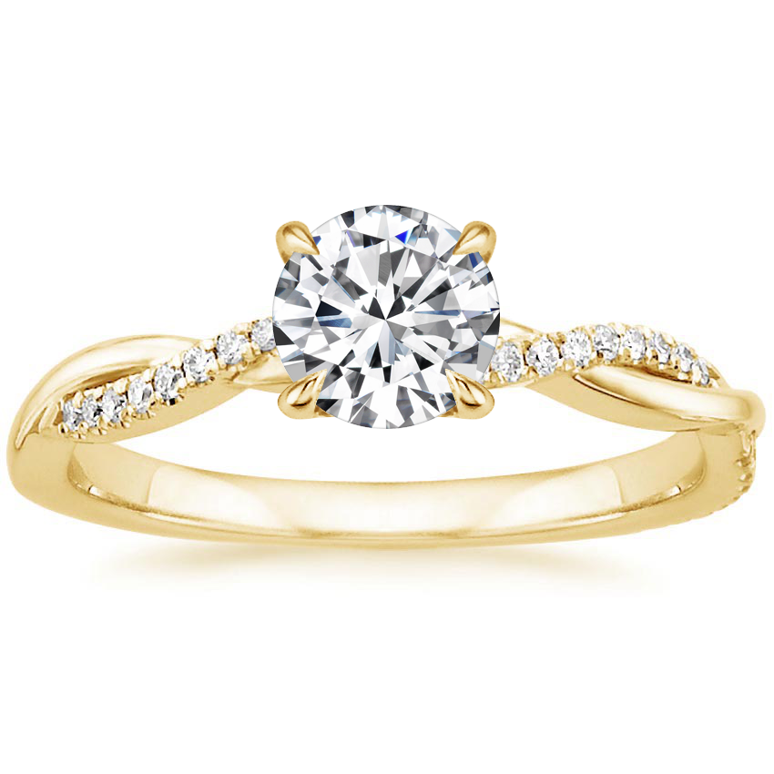 Juana gold ring with round center stone and pavé band
