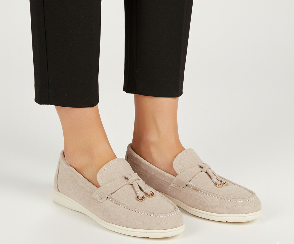 Nefeli beige elegant moccasins with tassel detail and slip-on loafer style