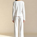 Noma pajama set, back view with heart print, long sleeves and elastic-waist pants