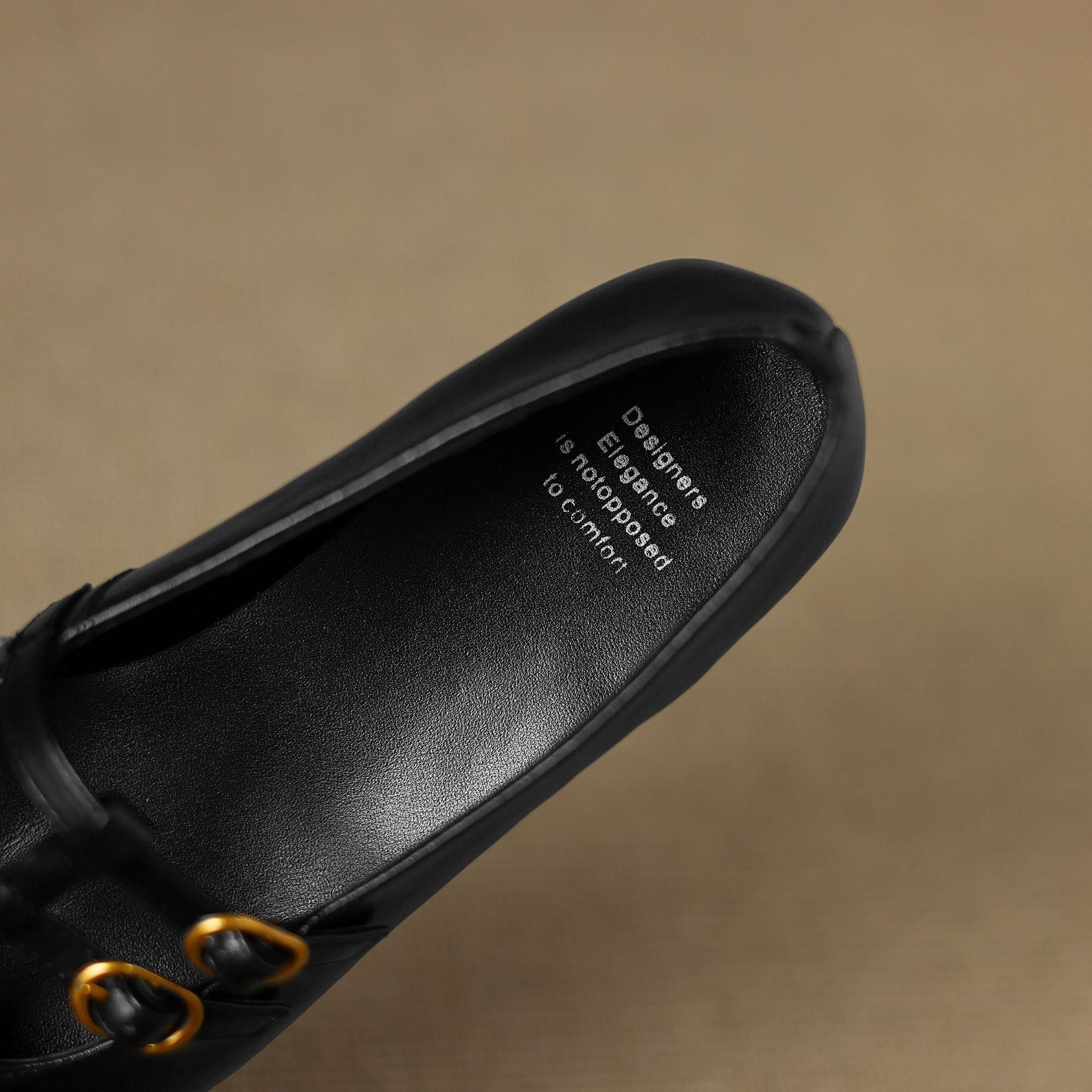 Ceyla black Mary Jane interior heel area with printed label text