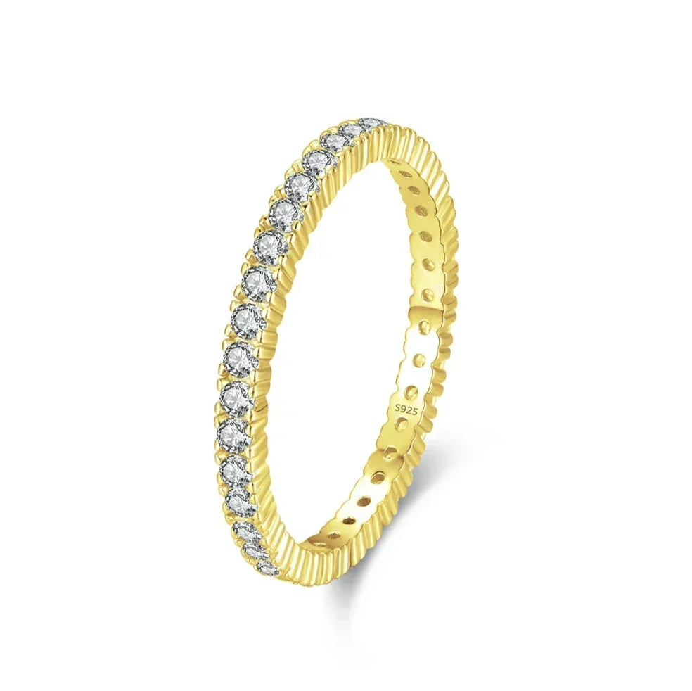 Gold-tone eternity ring with clear stones