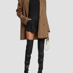 Black knee-high heeled boots with smooth leather-look finish and block heel