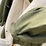 Modern jacket sleeve, sage green with button cuff and inner white lining