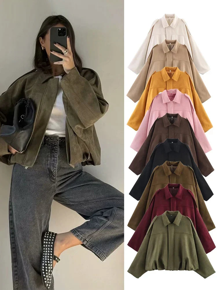 Short elegant jackets on display in multiple colors, collared style