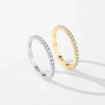 Minimal eternity ring set in gold and silver with pavé stones
