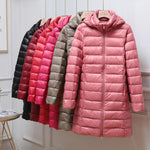 Lightweight quilted hooded jacket in pink, full-zip front with stand collar