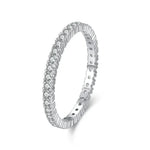 Eternity ring with pavé stones and ribbed silver band