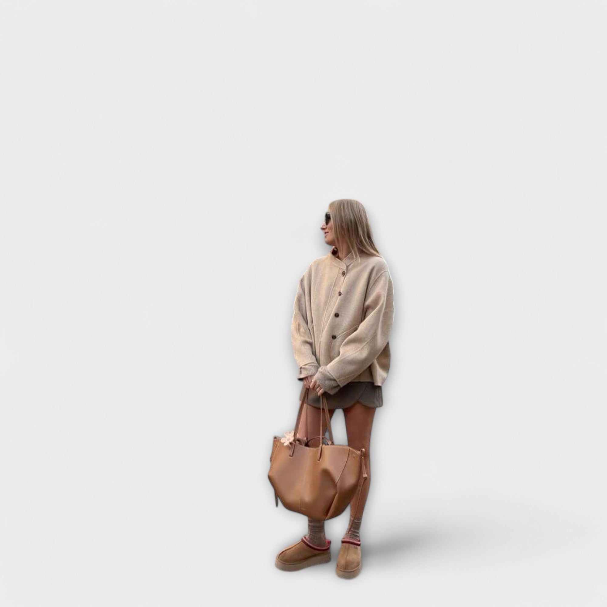 Brown leather-look hobo tote bag with two top handles and long tie straps