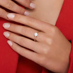 Gold band ring with round clear gemstone on slim setting