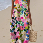 Ava™ floral midi dress, sleeveless round neckline, multicolor flower print