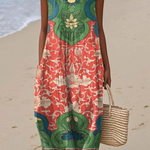 Bohemian midi dress Vera™ with sleeveless scoop neck, multicolor floral pattern