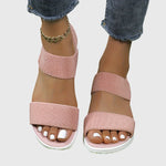 Emila™ orthopedic slide sandals, blush pink woven straps, open toe, white cushioned sole