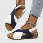 Antonia breathable orthopedic hiking sandals for women, navy and white, cross strap
