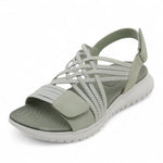 Kassandra orthopedic comfort sandal, light green woven upper with hook-and-loop strap