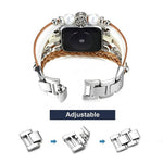 Adjustable Apple Watch bracelet with silver links, braided wraps, and Tree of Life charm