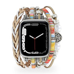 Apple Watch multi-strand bracelet, multicolor woven bands with Tree of Life charm and pearl beads