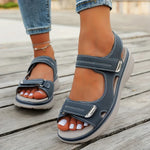 Chanel orthopedic sandals in dark blue, open toe, hook-and-loop straps, cushioned sole