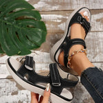 Orthopedic anti-slip sandals, black slip-on with toe opening and double strap