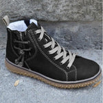 Nima women’s orthopedic winter footwear, black lace-up high-top sneaker with thick sole
