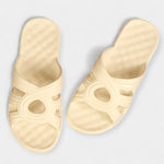 Summer vacation platform sandals, cream slide with circular cutout strap