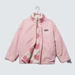 Pink reversible winter jacket with heart-fleece lining and full front zip