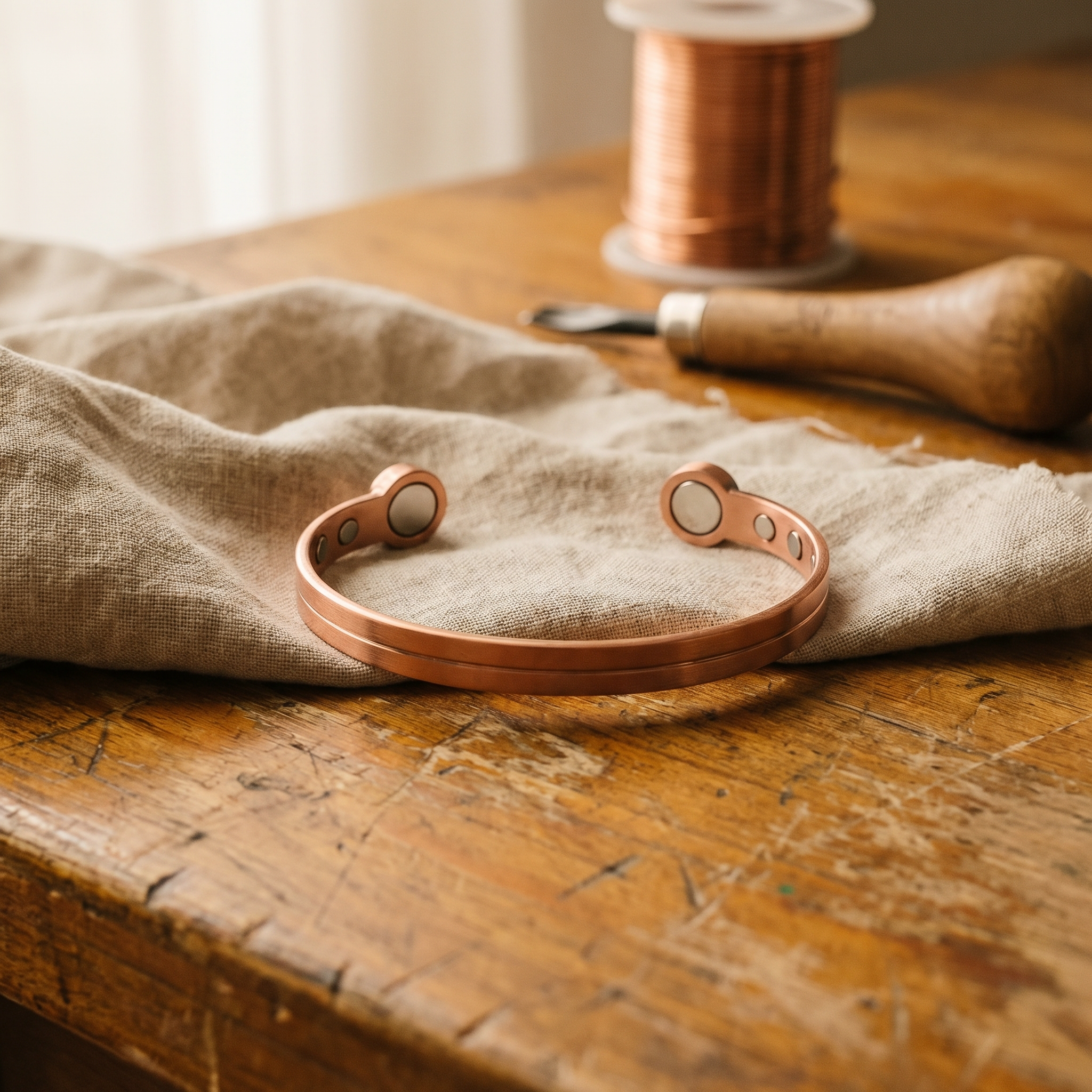 Doina Bucaresti Wick copper cuff bracelet with oval openwork details
