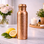 Doina Bucaresti 950 ml copper water bottle with decorative etching and screw-top cap