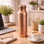 Doina Bucaresti 950 ml copper water bottle with detailed etched pattern and cap