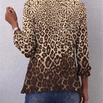 Leopard print blazer with full back coverage, button cuffs, curved hem