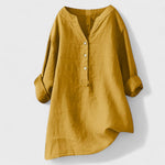 Comfort tunic shirt with cufflinks, V-neck and front buttons, 3/4 sleeves